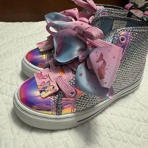 NWT JoJo Siwa Big Girls Iridescent Mermaid Bow Hi Top Sneakers Shoes Size 13